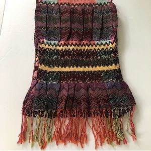 Autumn colors 70” scarf medium weight multi color zigzag fringe cottagecore boho